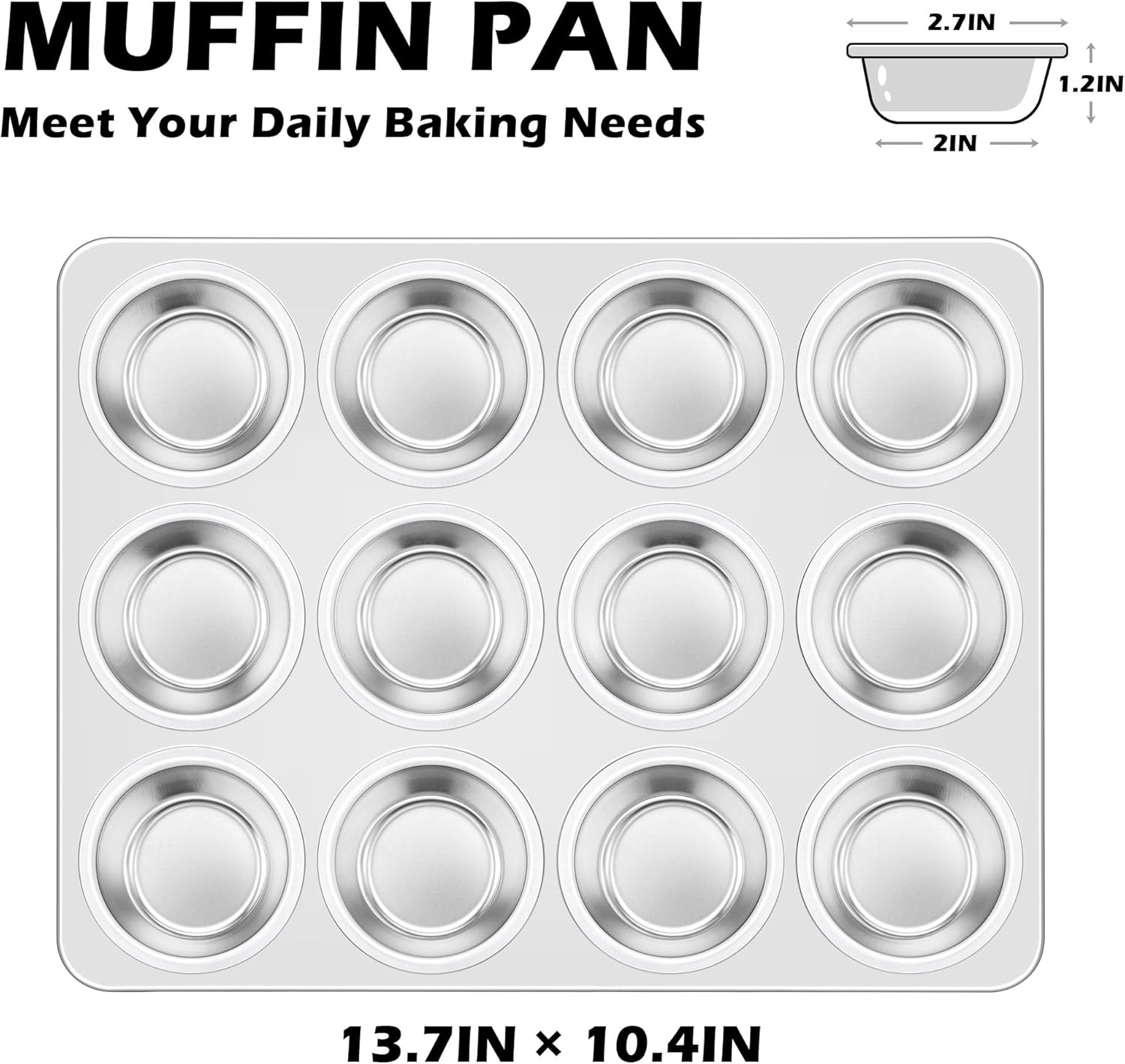 Leonyo 2 Pack 12-Cup Muffin Pans, 2 Tier Stackable Wire Rack for Cooking, Roasting, Grilling, Oven Safe