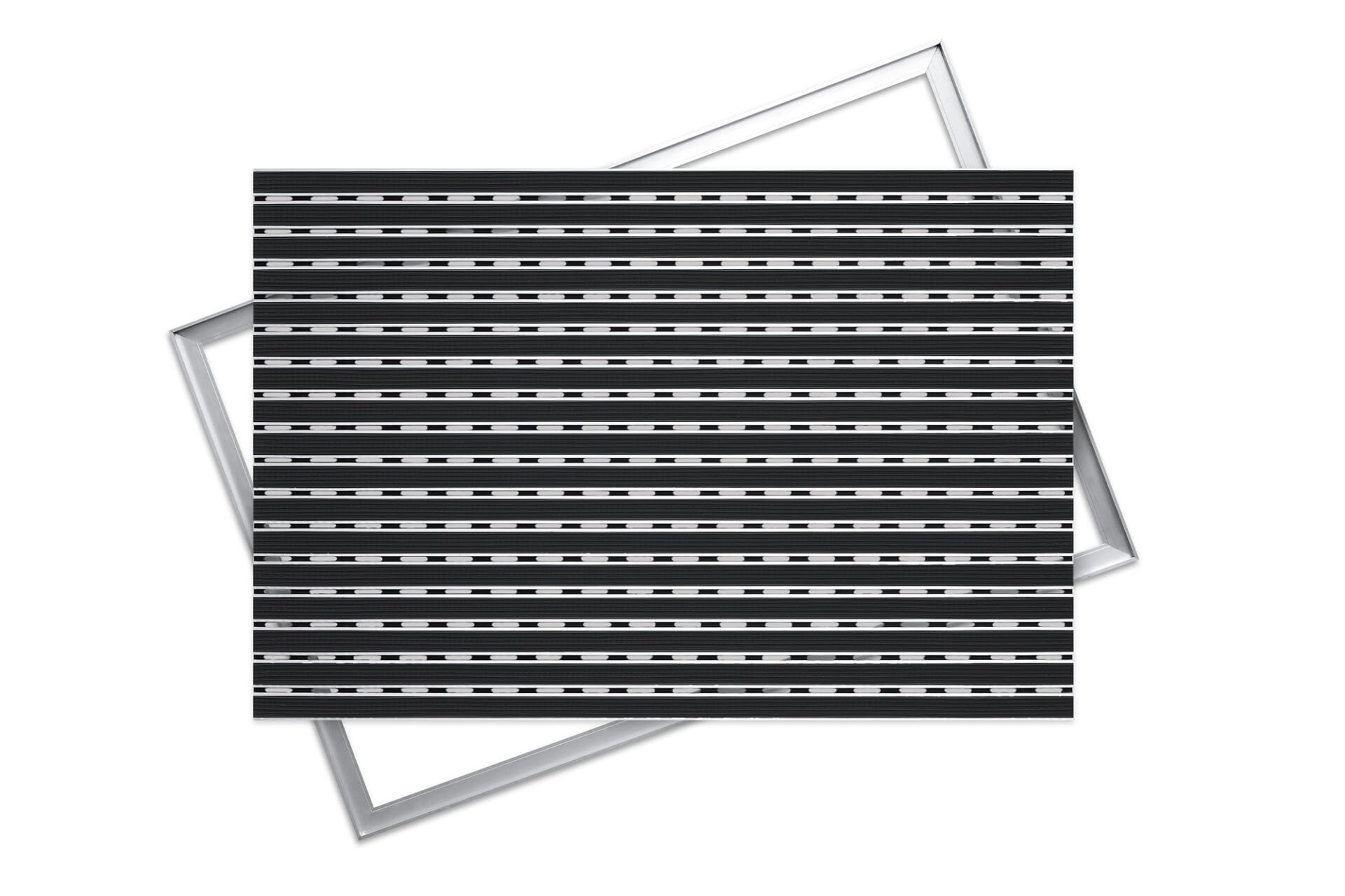 Premium Aluminium Fußmatte Heavy Duty mit Rahmen, 60x40 cm, Schwarz, 22 mm Profil, EPDM-Gummieinlage, 500 kg/m² Tragfähigkeit, für Innen & Außen, Witterungsbeständig, Systemfußmatte