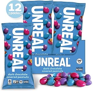 UNREAL Dark Chocolate Peanut Gems | Certified Vegan Fair Trade, Non-GMO | Made with Gluten Free Ingredients and Colors fro...