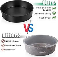 Vista 4 de TeamFar Juego de 3 moldes redondos de 8 pulgadas para tartas, con revestimiento antiadherente, núcleo de acero inoxidable para cumpleaños, fiestas