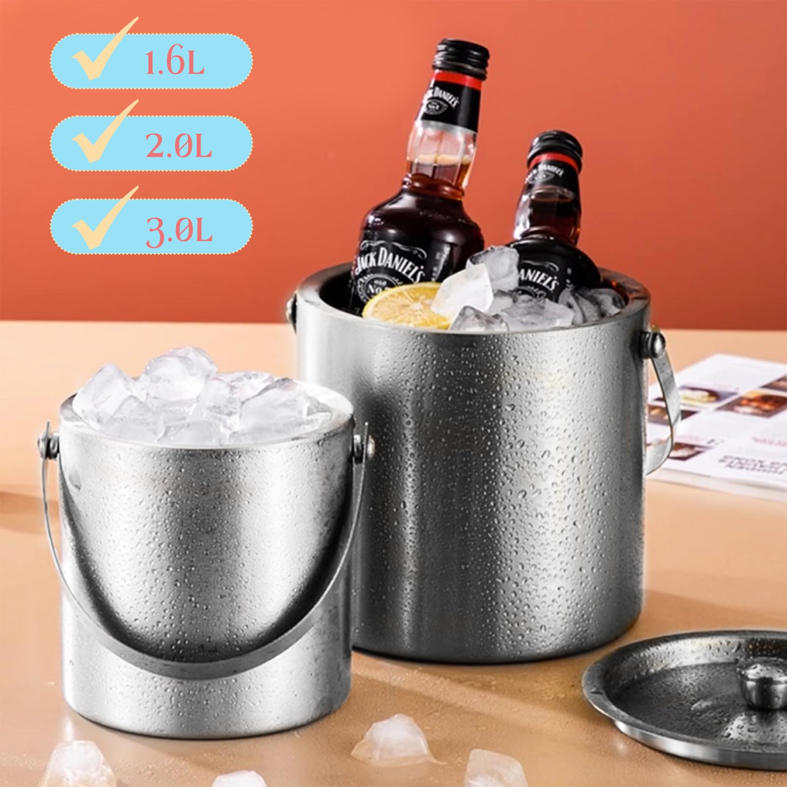 DUBUOZA 2,0 L Eiswürfelbehälter Aus Edelstahl – Produktbild-Vorschau 2