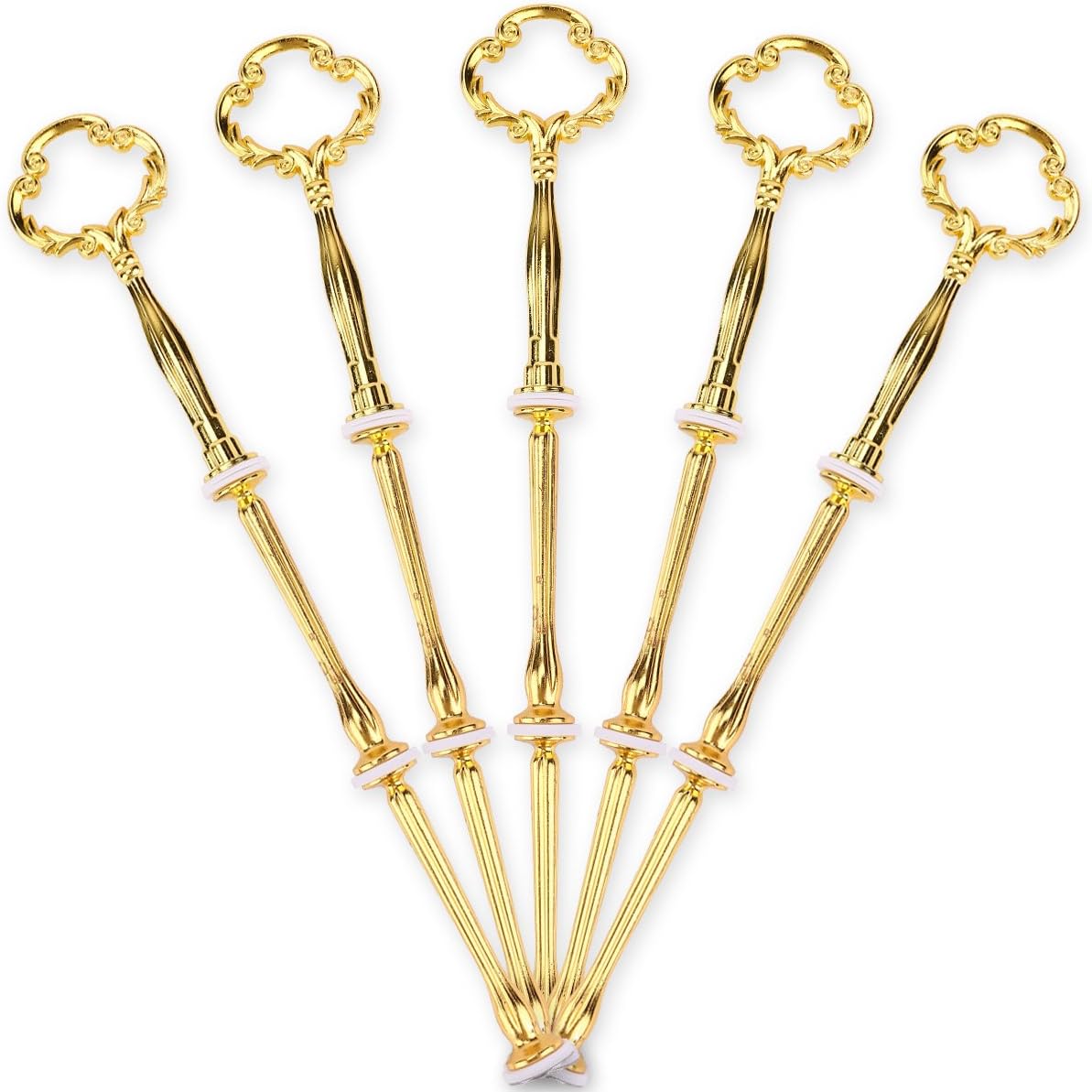 5 x Gold Flower motif mini metal bars Mittellochausstech for 2 to 3 floor Etagere Floorsplatte Hochzeitstorte Tortenständer 21 cm