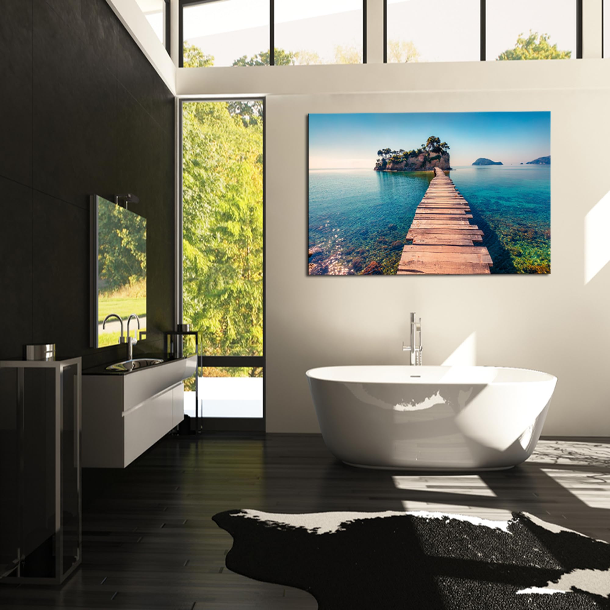 Visario cuadro lienzo muelle playa 120x80 cm 5033