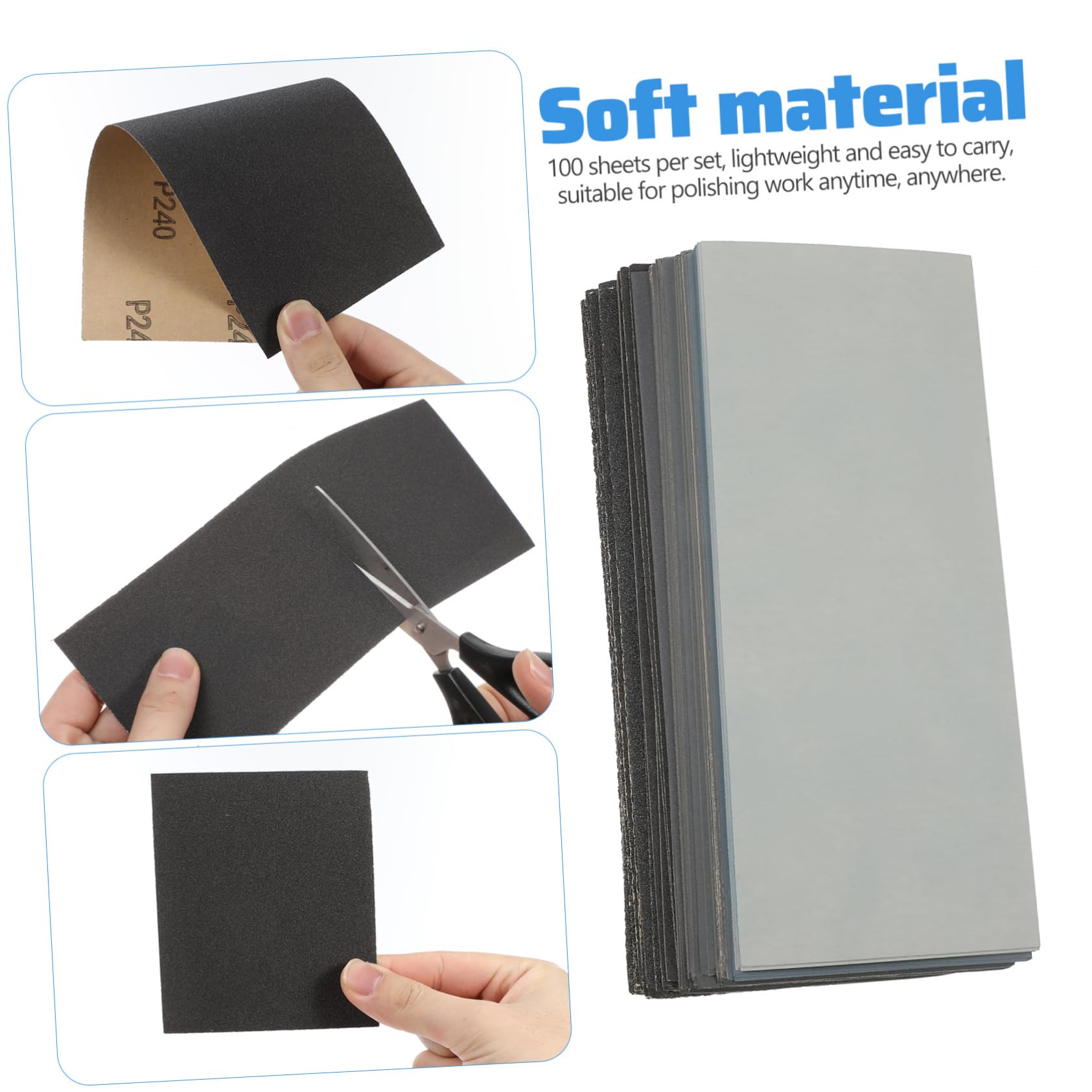 Veemoon 100pièces Papier Abrasif Étanche Et Sec Feuilles De Ponçage Pour Finitions De Meubles Polissage Automobile Grits Assortiment De Grain