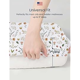 TotAha Crib Sheets for Boys Girls, Premium Soft Crib Mattress Fitted Sheet, Super Stretchy Jersey Knit Baby Sheets, Silky Comfort Baby Bed Sheets 28x52x9 Extra Deep Pocket, 2 Pack (Happy Zoo & Jungle)