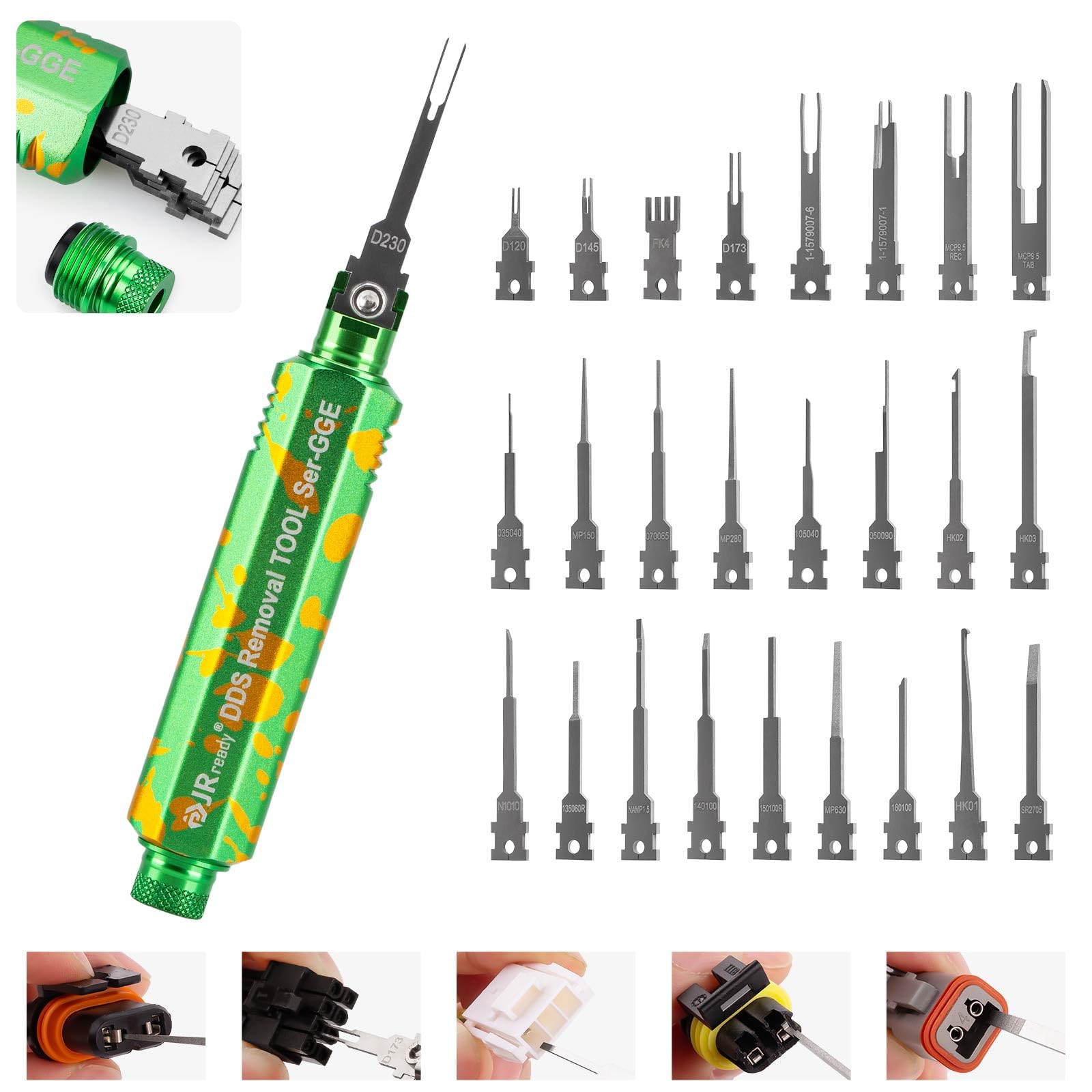 JRready ST5352-02 Entriegelungswerkzeug Upgraded Terminal Removal Tool Mit 1 Griffe Zur Lagerung & 26 Tipps Für Den Austausch Auspinwerkzeug Kfz Stecker Kit Für Deutsch AMP TE Molex JST JPT Harting
