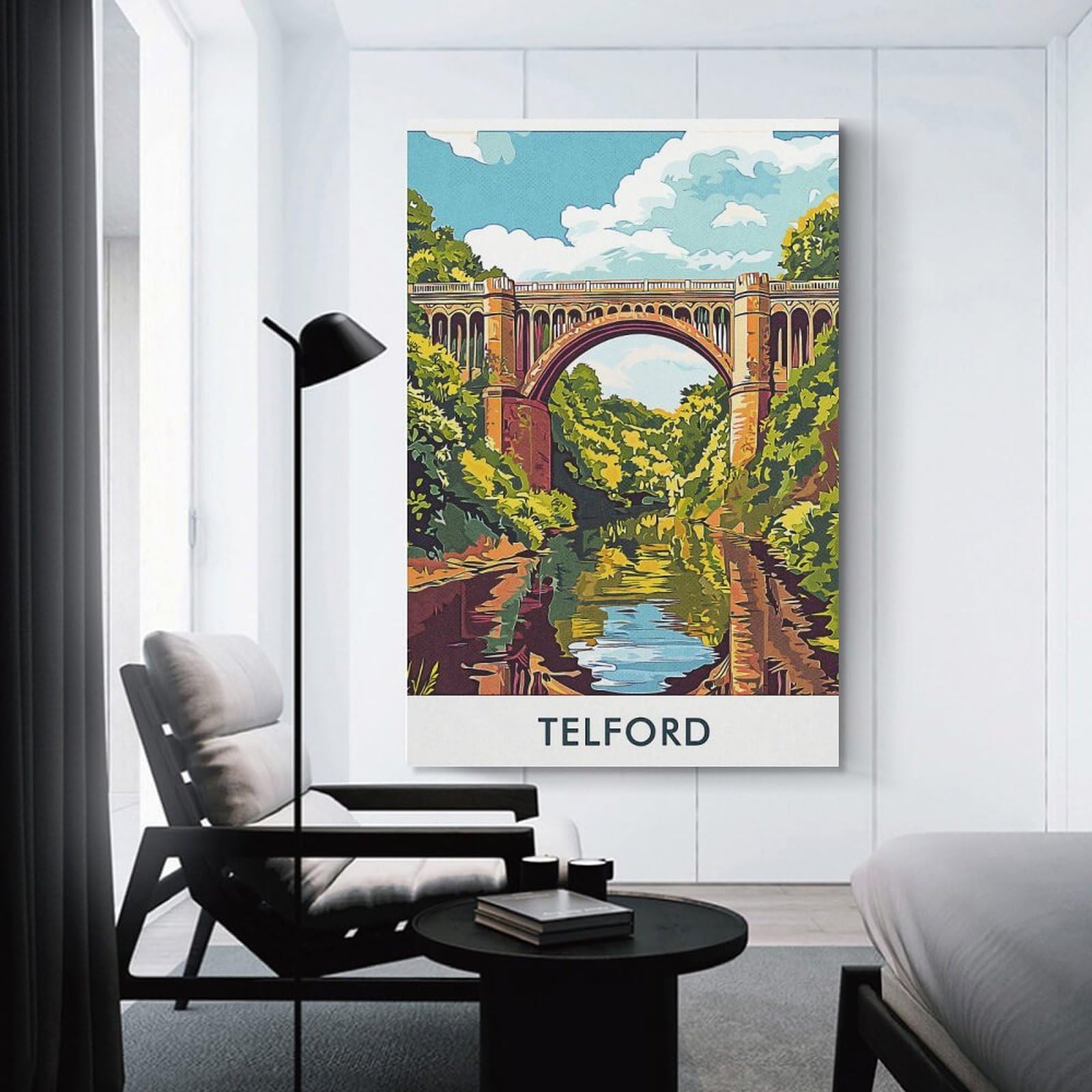 Junmoney Unframe-Style-16 Telford Bridge Landscape Canvas Wall Art, 16X24inch(40X60cm), For Living Room, Bedroom, Office Or Hallway, Versatile Wall Decor For Many Rooms