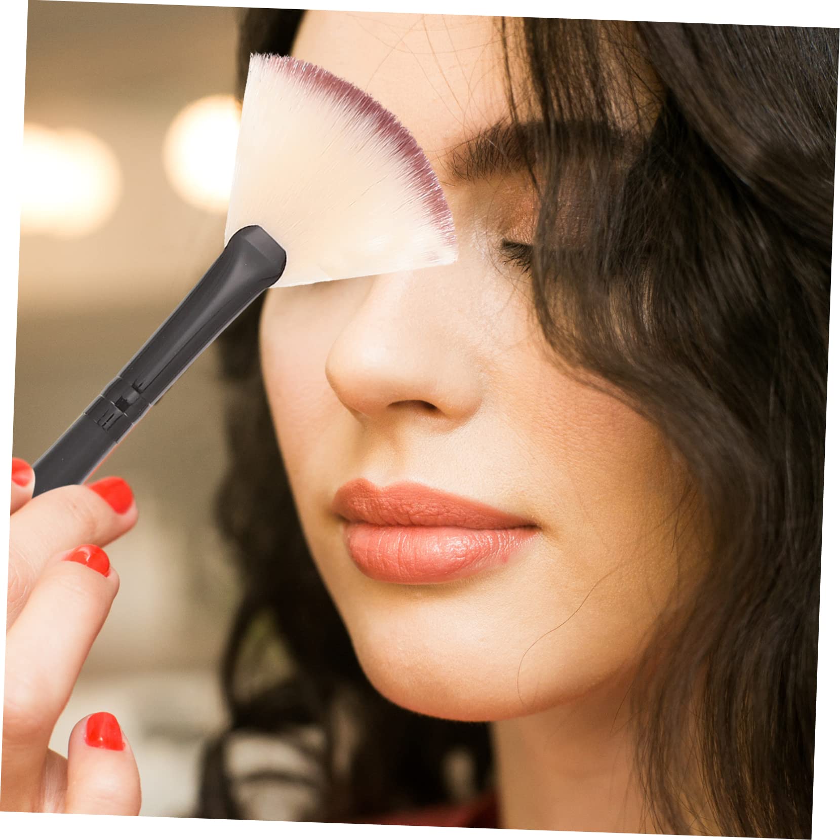 36pezzi Pennelli Per Viso Forma Di Ventaglio Pennelli Cosmetici Per Per Gel e Facile Da Pulire Design Compatto Pratico Per Make up e Illumina Pelli