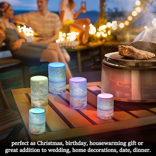 Vista 91 de Velas parpadeantes sin llama, velas LED moradas de mariposa lavanda con temporizador remoto, juego de 2 velas a pilas para San Valentín, boda