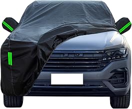 WOLWES Waterproof Car Cover Suitable for 2003-2024 VW Touareg,Hail Protector car Cover,Outdoor Full Coverage rain, Sun and UV Protection(Size:TDI V6)