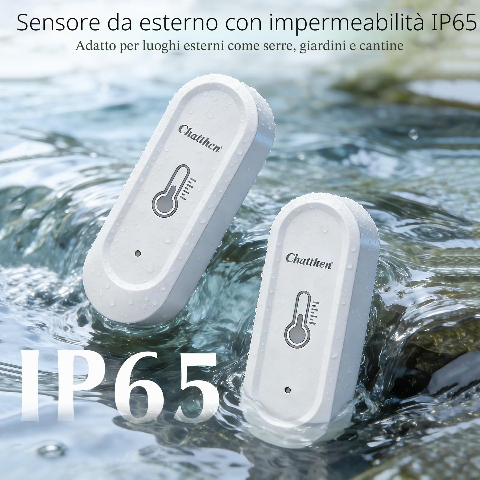 Igrometro Wifi, Termometro Esterno, Wireless 100m Range, Tuya APP Data Storage e Calibrazione, Temperatura e Umidità Monitor, 2 Sensori e 1 Base Station, Compatibile con Alexa