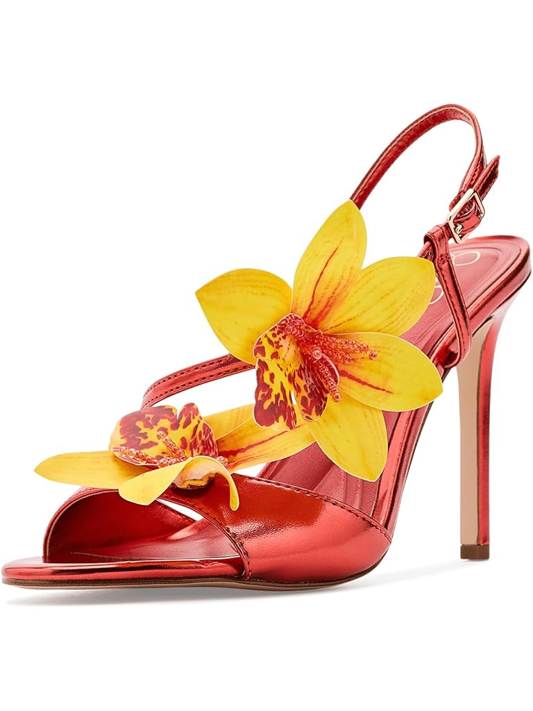 Orange Jessica Simpson Jylia 3D Floral High Heel Sandals