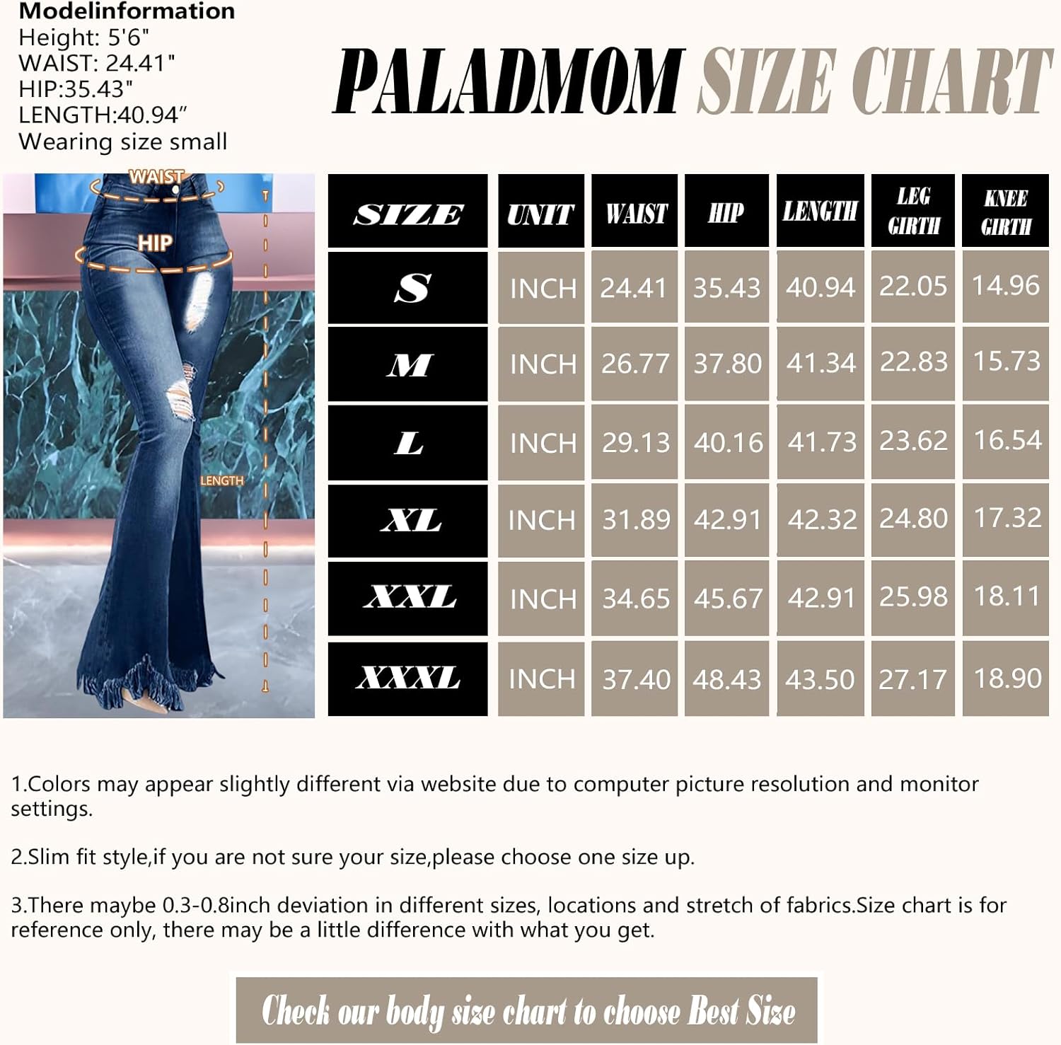 70s Bell Bottom Jeans for Women Elastic High Waisted Raw Hem Denim Pants Classic Vintage Flared Jeans - Image 4