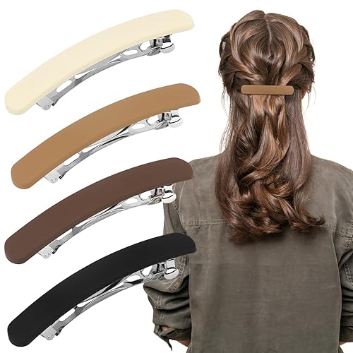 Pinzas para el cabello, 4 pasadores franceses mate neutros para cabello fino y fino, horquillas para el cabello y accesorios para mujeres y niñas,