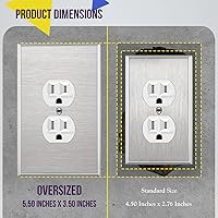 Vista 122 de ENERLITES Placa de pared de metal dúplex para receptáculos, cubierta de salida de acero inoxidable, resistente a la corrosión, tamaño de 1 banda