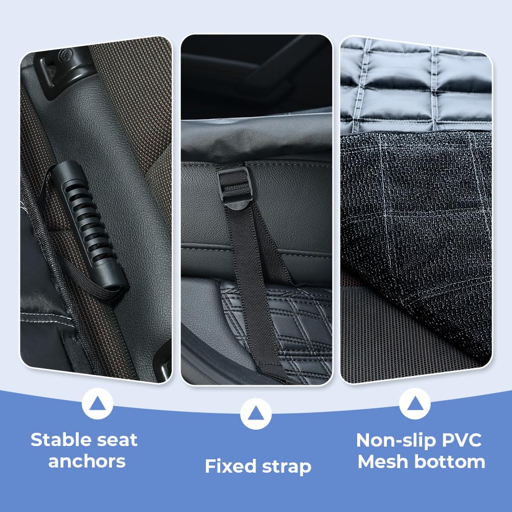 KYG Copertura per cani per sedile posteriore dell'auto 4 in 1, sedile posteriore con protezione laterale, 100% impermeabile, antigraffio e antiscivolo, per auto, camion e SUV, 135 x 147 cm, nero