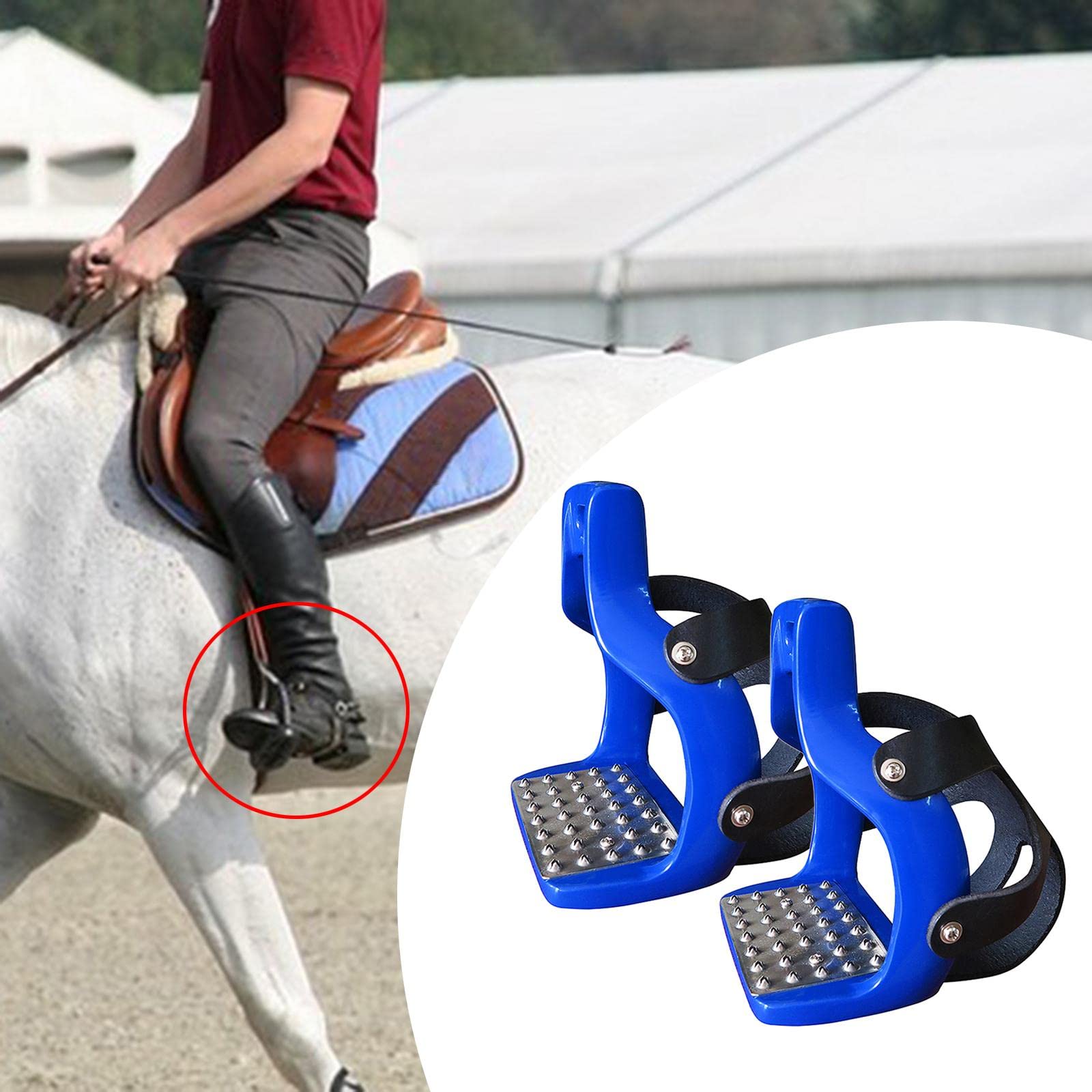 Baoblaze 1 Par de Estribo para Equitación Estribos de Montar Pedal Ancho Ligero Almohadilla Antideslizante Cubierta de Red Estructura Resistente Material Alumi