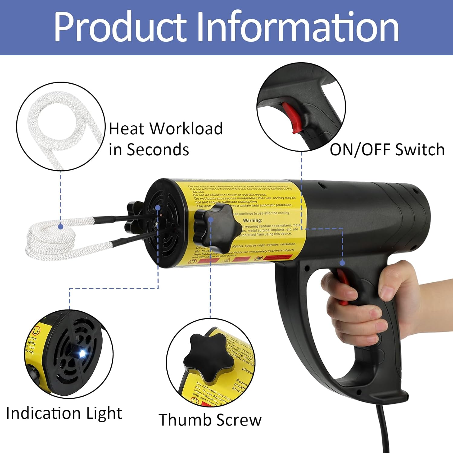Garvee Magnetic Induction Heater, Heat Induction Tool for Automotive Flameless Heat Induction, 1500W 3 Coils, Portable