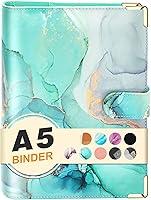 Vista 16 de Carpeta A6 recargable de piel sintética con 6 anillas, cubierta para cuaderno pequeño para papel de relleno A6, cubierta de planificador personal