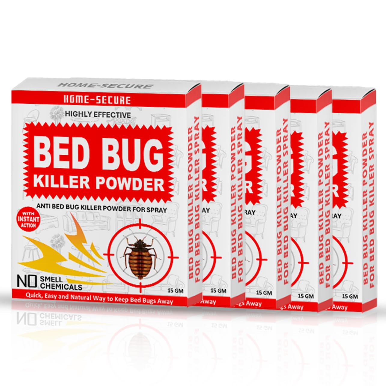 Home-Secure Bed Bug Killer Powder | Make 5 Liters Bed Bug Killer Spray | Non-Toxic, Smell Free | Instant Action Long Lasting Effect | Eco-Friendly Bio-Degradable | Bed Bug Repellent-Pack of 15 (B0DC74NP2S) Amazon Price History, Amazon Price Tracker