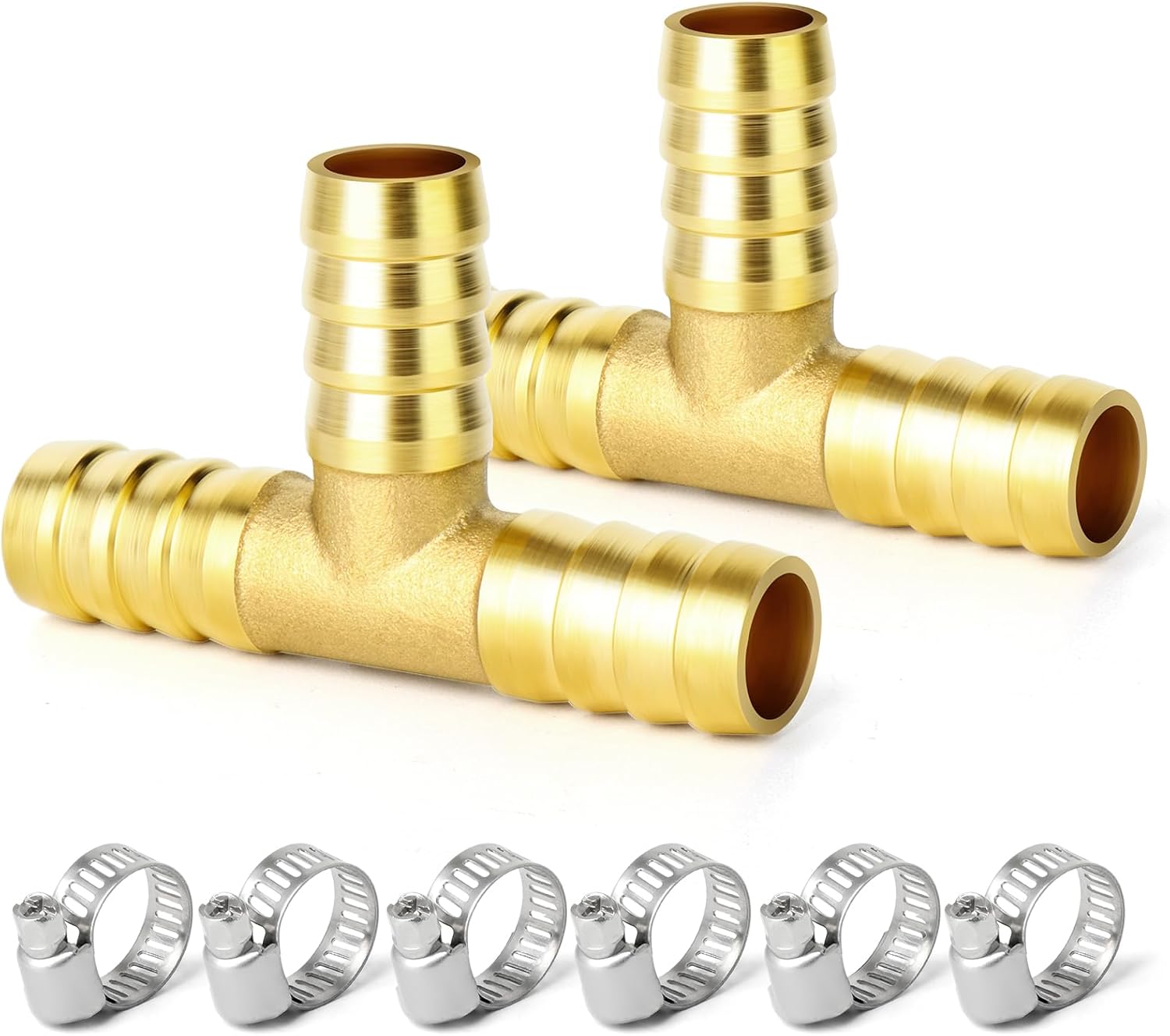 GASHER 1 pieza de latón manguera de púa camiseta, accesorio de manguera en T de 3 vías (58 pulgadas x 58 pulgadas x 58 pulgadas x 58 pulgadas) con 3