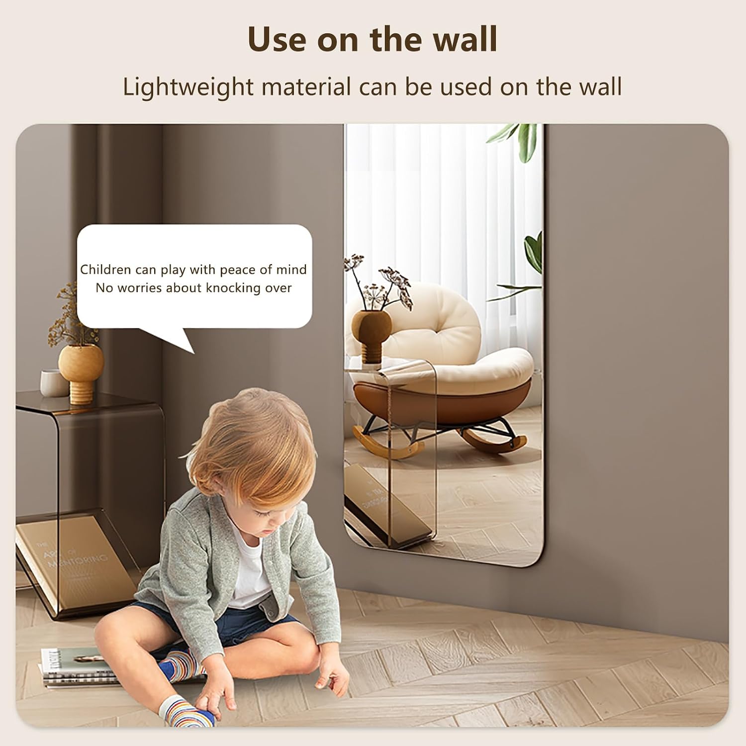 Self-Adhesive Full-Length Mirror, No Drilling Required, High Transparency Acrylic Body Mirror for Bedroom, Living Room, and Entrances (Right Angle 30x100CM, Black)