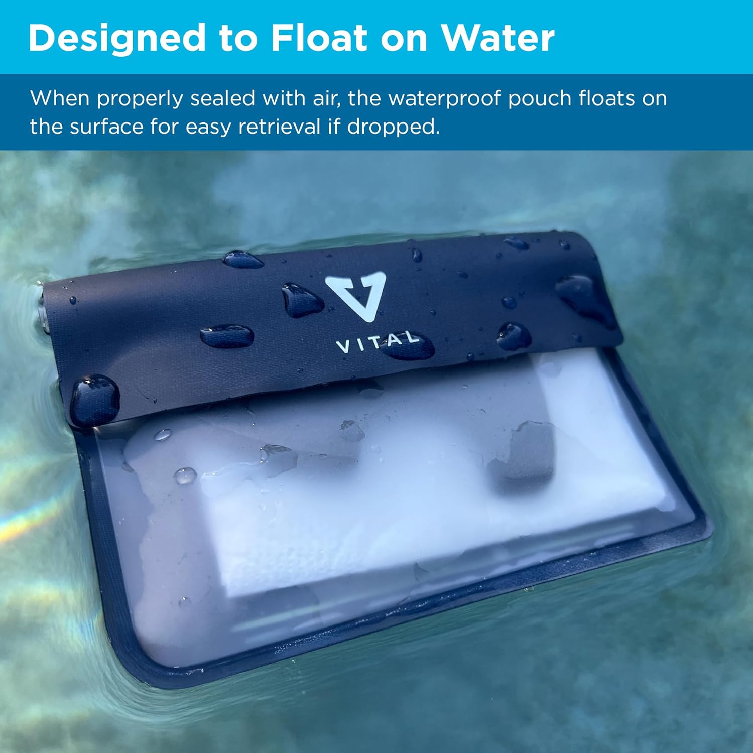 VITAL Waterproof Wallet for Swimming - Small Waterproof Key Holder Pouch - Submersible, Floating, Rain & Water Proof Surfing Car Key Fob Case Dry Bag with Wrist Ankle Strap - Image 5