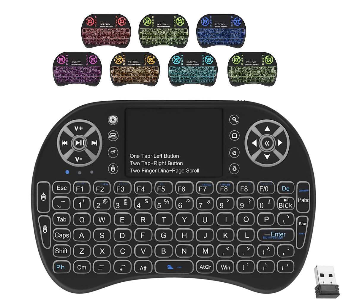 XIKKART Mini Wireless Keyboard with Touchpad | Backlit 2.4G & Bluetooth Portable Remote Control for Smart TV, Fire TV Stick, Android TV Box, PC, Laptop, Windows, Mac, Tablet & Smartphone (Black)