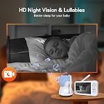 2K WiFi Baby Monitor avec 5'' 1080P Écran, Smart Baby Camera avec contrôle de l'application, 360°Auto Tracking, Motion & Son & Humidité & Détection de température, vision nocturne, longue durée de vie de la batterie,2-Way Parle