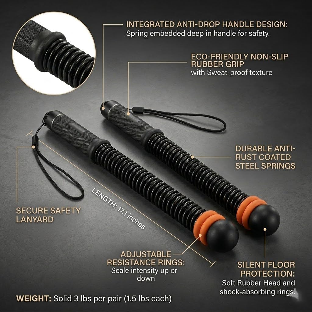 Ropeless Battle Ropes Adjustable Weight,Integrated Anti-Drop Handles & Floor-Protective Soft Rubber Heads,High Calorie Burn for Men & Women, Fitness Equipment for HIIT & Low-Impact Aerobic Training
