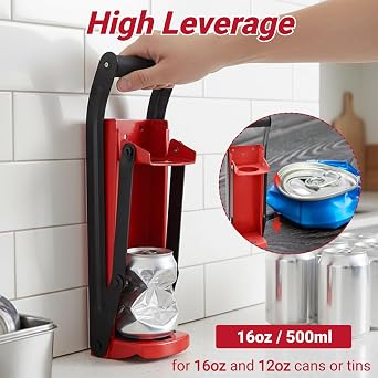 Can Crusher, Plastic Bottle Crusher, High Leverage Design Fast And To Use 500ML Bottle Crusher, for Cans Or Tins 16Oz And 12Oz