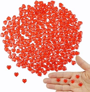 SaktopDeco 300 PCS Miniature Red Heart Tiny Red Plastic Heart Micro Red Hearts Bulk for Vase Filler Valentines Festival Tabletop Decor