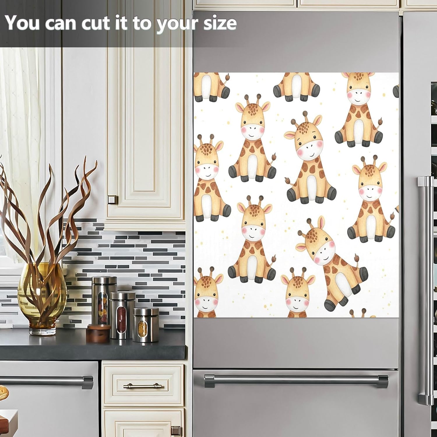 QUGRL Cute Giraffe Spots Cartoon Dishwasher Magnet Cover Front Door Decorative Refrigerator Covers Magnetic Sheet Sticker Wash Machine Fridge Panel Decal for Kitchen Appliance 23x26 in