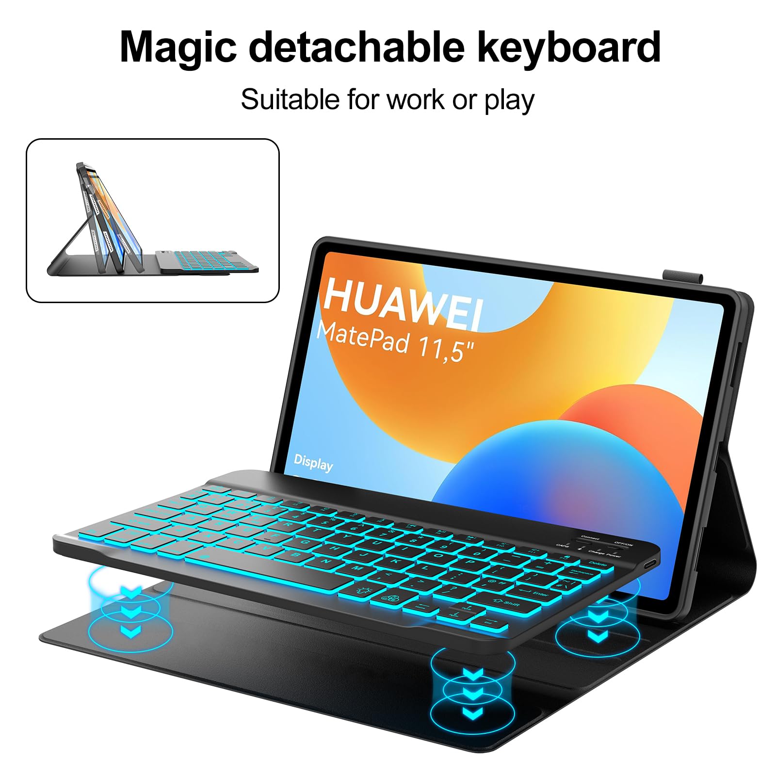 Clavier Bluetooth Amovible Pour Huawei MatePad 11,5" 2025 - Housse De Protection Rose, Multi-angles, Rechargeable - 7
