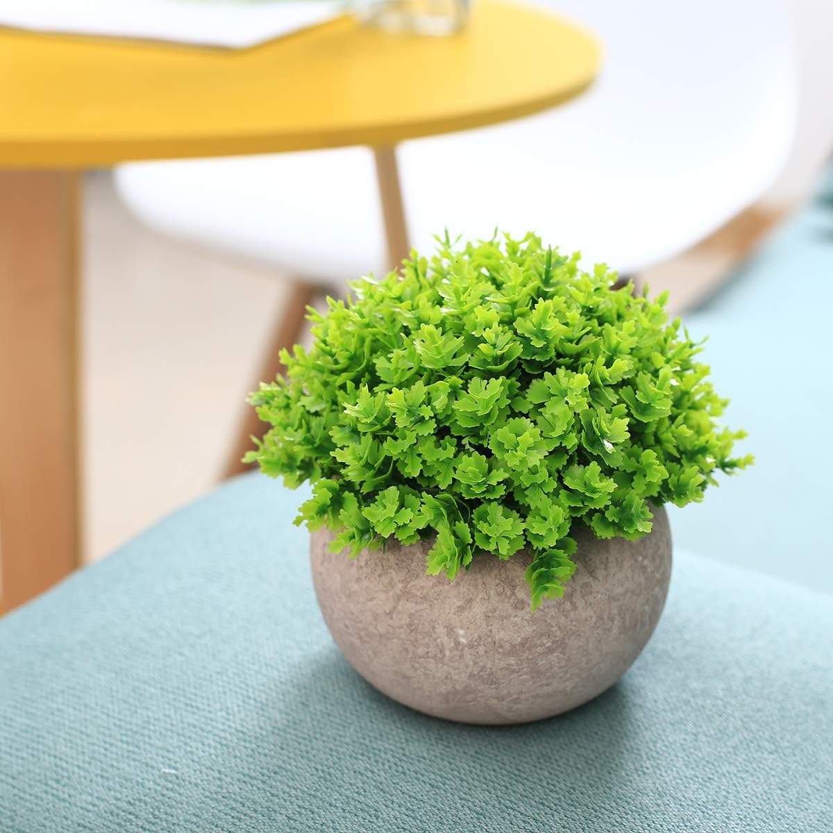2 Packs Small Fake Plants Artificial Mini Potted Plants Artificial Plants for Home Decor Indoor Faux Plants in Pots Centerpiece Topiary Shrubs for Bathroom Decoration, Green and Purple