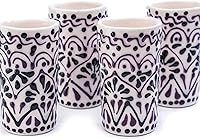 Vista 29 de Juego de 4 vasos de chupito Talavera auténticos mexicanos para tequila - Pintados a mano - 2 Oz (Flores naranjas)