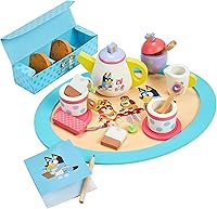 Bluey 8th Wonder Wooden Tea Party Set - 18-Piece Toddler Pretend Play Tea Set with Tray, Teapot, Cups & More, Ages 3+ Durable Wood Toys