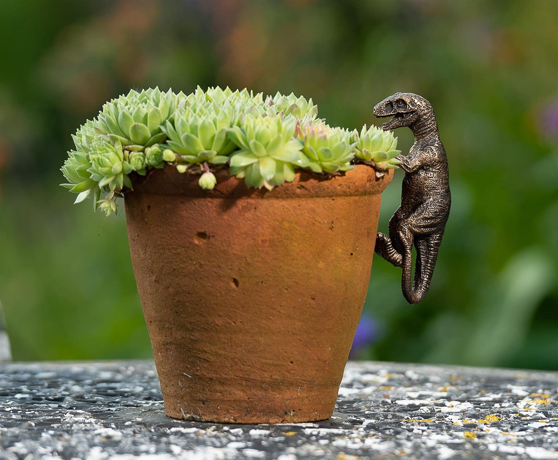 Potty Feet Bronze Pot Buddies Decorative Velociraptor Pot Hanger Ornament - Color
