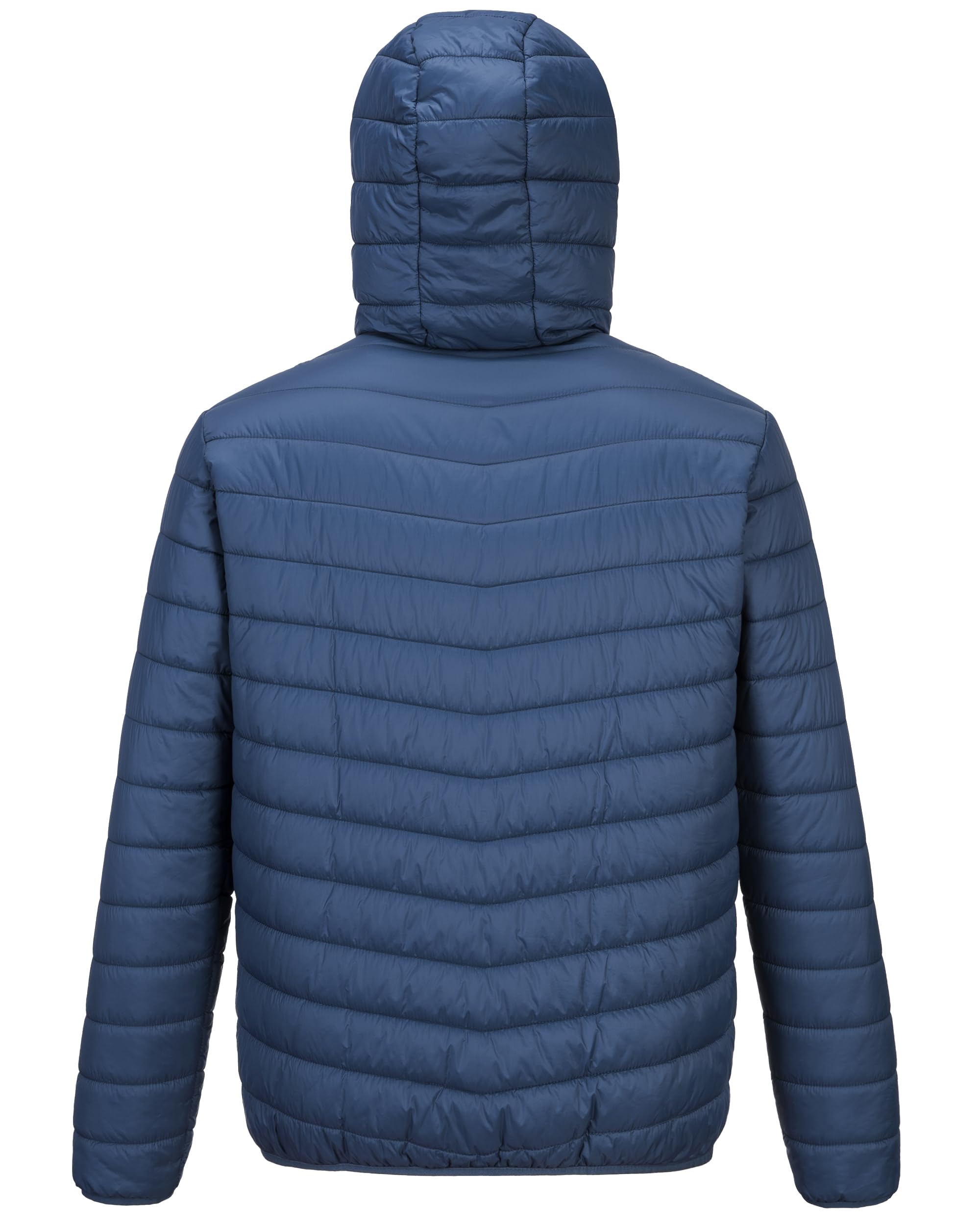 Outdoor Ventures Giacca trapuntata da uomo, impermeabile, ripiegabile, leggera, impermeabile, con cappuccio, giacca invernale con tasche