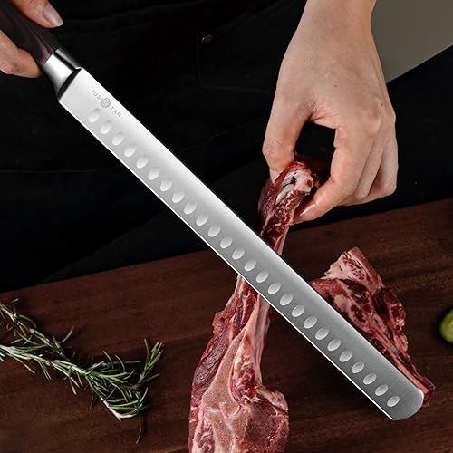 Miniatura 5 de YUSOTAN Cuchillo japonés para tallar, cuchillo de pechuga de 12 pulgadas, acero inoxidable japonés de alto carbono súper afilado para cortar carne y