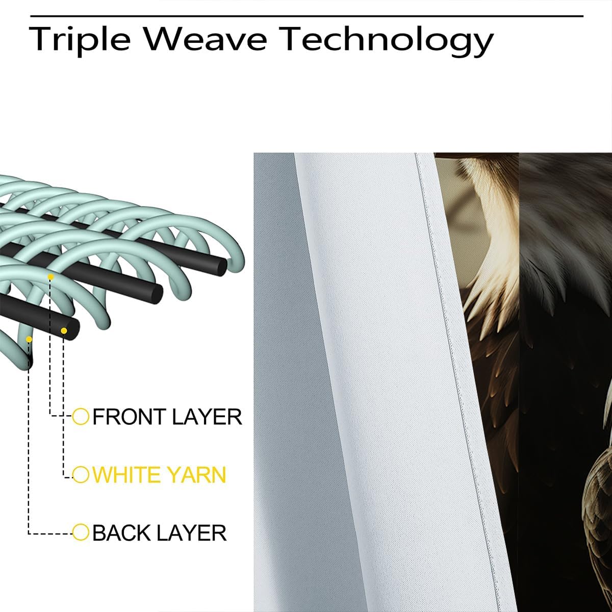 American Flag Blackout Curtains for Girls Boy Home Decor, USA Independence Day Patriotic Eagle Grommet Thermal Insulated Drapes Darkening Window Curtain for Bedroom Living Room, 42 x 45 Inch