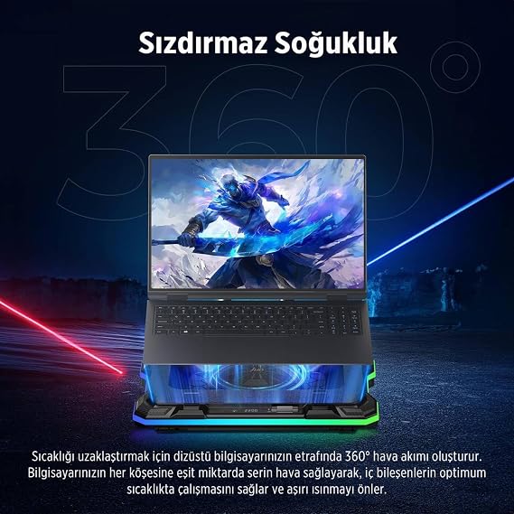 Juo Yeti 2200RPM RGB Illuminated Led Display Gaming Laptop Notebook Cooler Stand