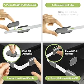 Baby Proofing Child Safety Locks (2 Pack) by Skyla Homes - The Safest, Quickest and Easiest 3M Adhesive Cabinet Latches, No Screws & Magnets, Multi-Purpose for Furniture, Kitchen, Ovens, Toilet Seats