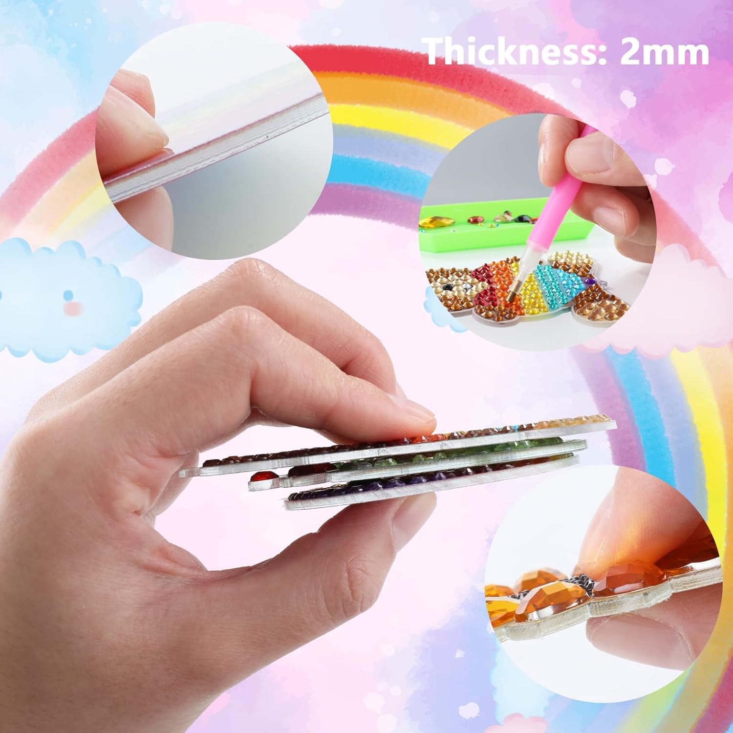 Happy makers Big Gem Diamond Art Painting Arts Crafts Keychains Suncatchers Kits for Gifts, Mosaic Painting Kit by Numbers for Teens Toddler DIY Create Your Own Motivational Frog - Image 3