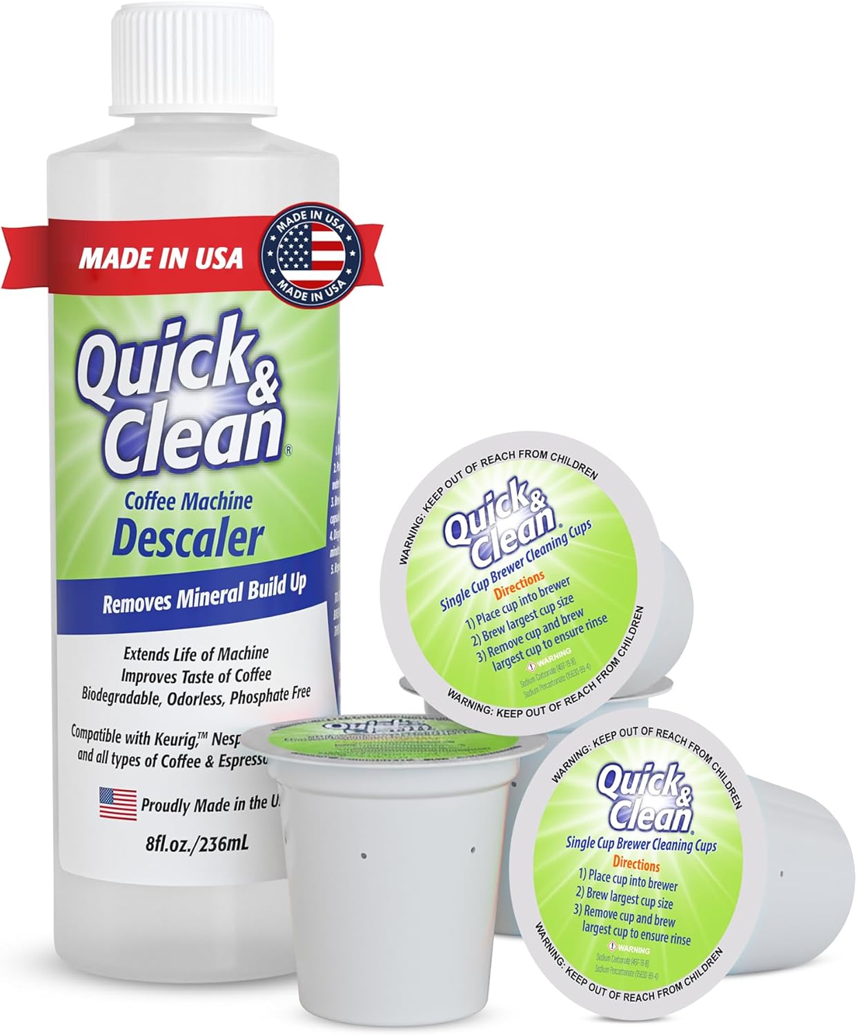 Quick & Clean 4 Pack de Pastillas Descalcificadoras para Cafeteras