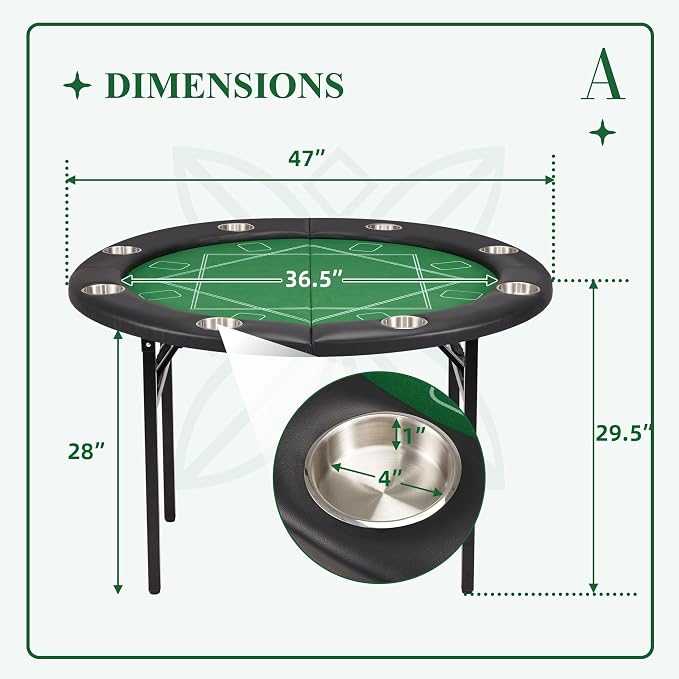 Mesa de Poker Plegable para 8 jugadores miniatura 2