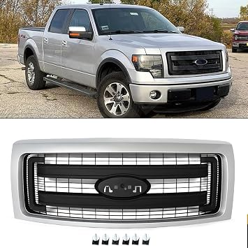 Ingot Silver Front Grille Fits 2009-2014 Ford F-150 XLT