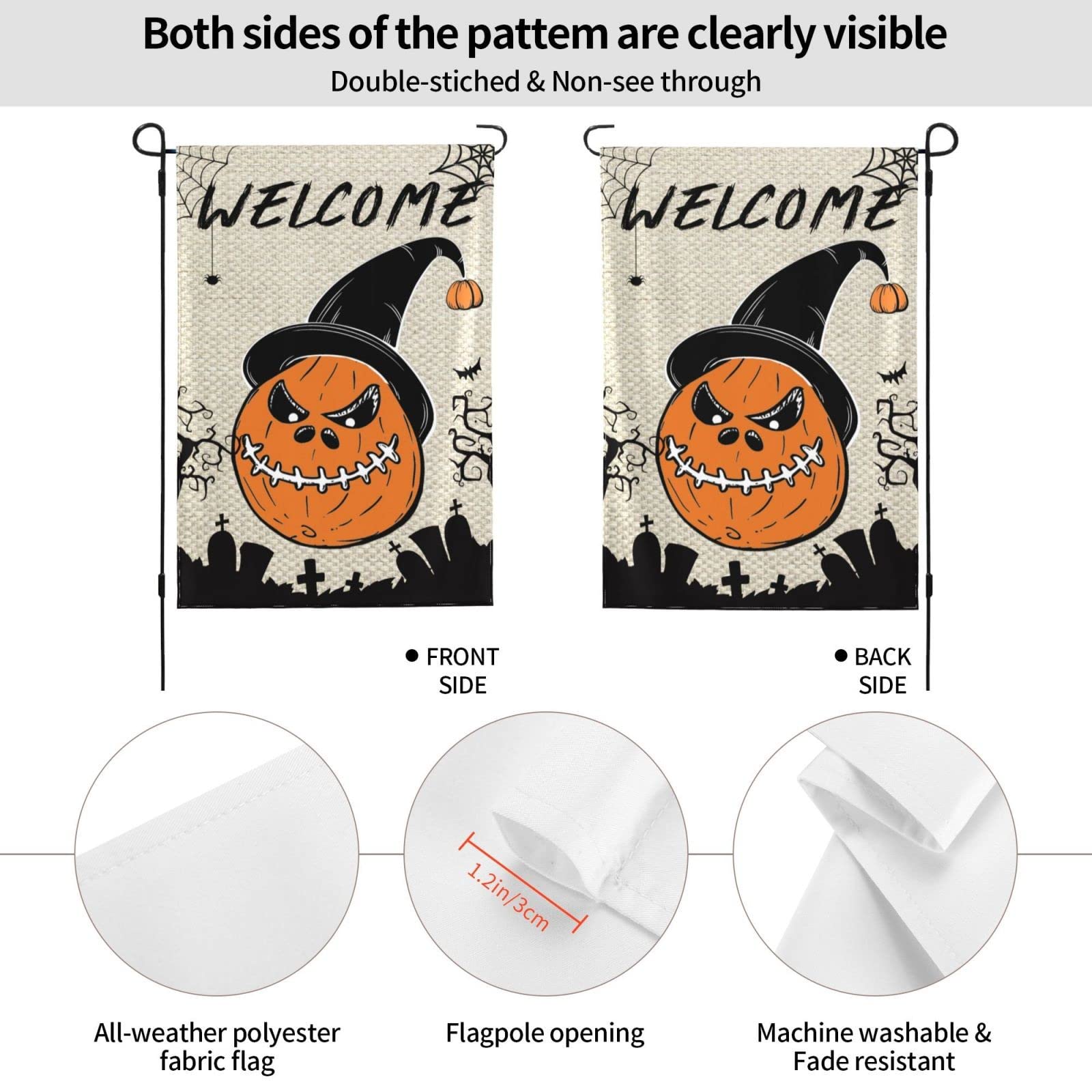 Double Sided Pumpkin with Hat Happy Halloween Yard Signs - 12x18 Garden Yard Lawn Decorations