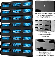 Vista 4 de Ireer Tarjetero para pared, soporte para tarjetas de visita de acrílico negro, organizador colgante de pared, soporte de exhibición de calcomanías