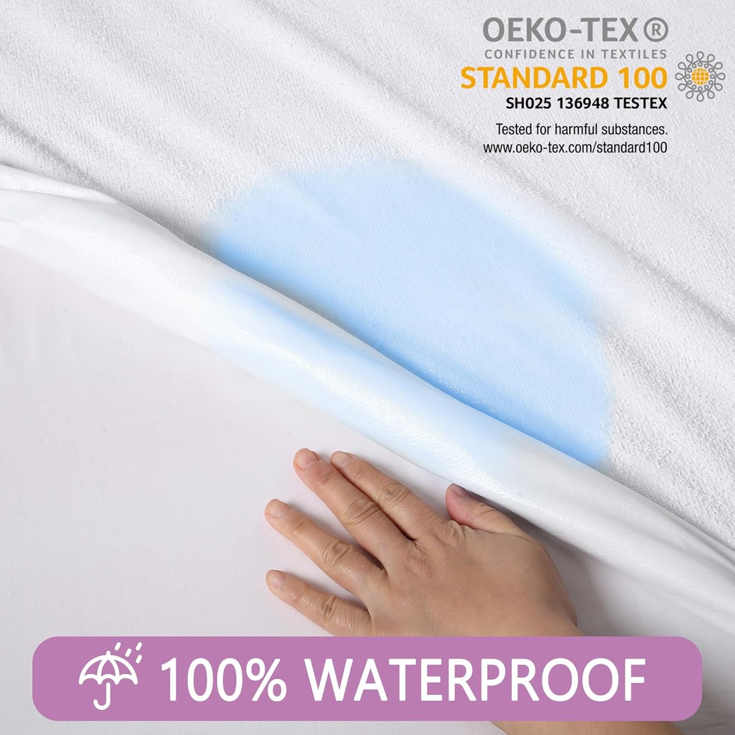 Waterproof Mattress Protector Twin Size, Bed Wetting Potty Training Cover for Kids, Water Proof Pee Protective Sheet Washable Single, with 18 Inch Deep Pockets, Soft, White - Image 3